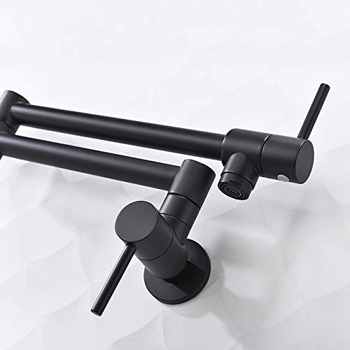Grifo de cocina de latón macizo con brazo oscilante cromado e instalación de pared 7
