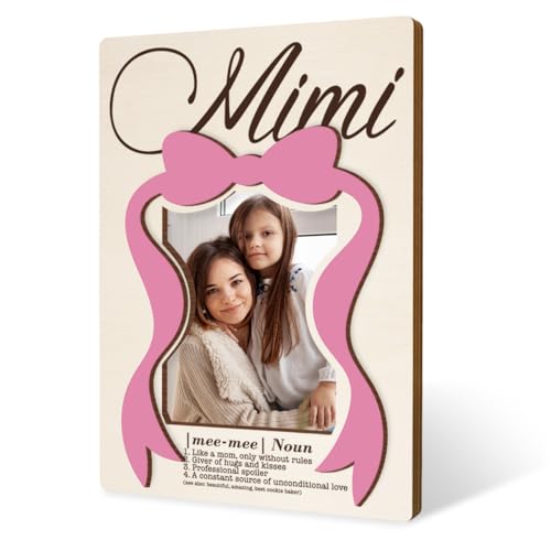 XYUJETFI MIMI Gift, Grandma Wooden Photo Frame, Mimi Definition Family Keepsake, Magnetic Back for Fridge Display, Mothers Day Gift for Grandma from Grandkids