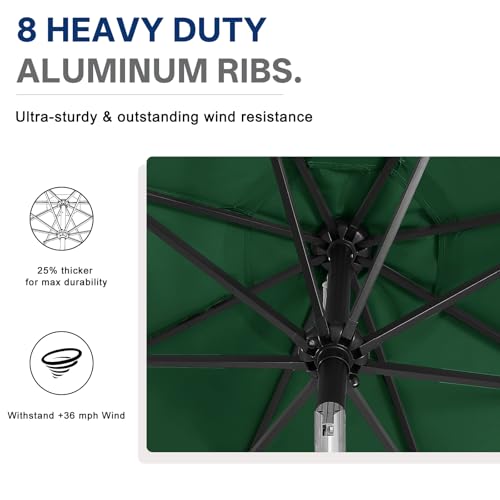 Image of ABCCANOPY Durable Solar Led Patio Umbrellas with 32LED Lights 9FT (Forest Green)