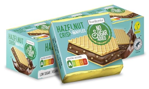 frankonia CHOCOLAT NO SUGAR ADDED Hazelnut Crisp Cocoa Waffles, 9 Stück,