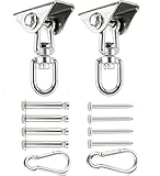 Toolly Swing Hangers for Wooden Concrete Swing Set, 2 Pack Heavy Duty 1300 lb Capacity Antirust Stainless Steel Suspension Hooks, 360°Rotate for Woss Suspension, Hammock Chair Pod Yoga Swing