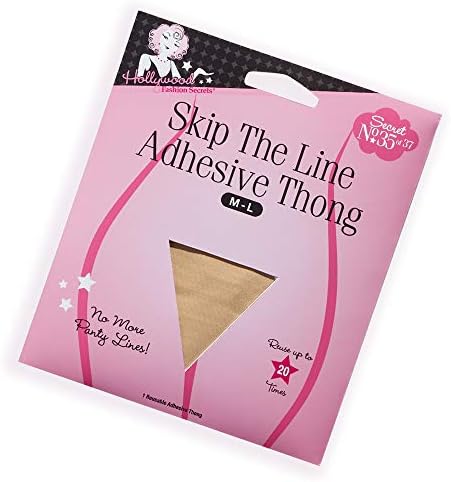 Hollywood Fashion Secrets Skip the Line Adhesive Thong, Size Medium/Large, 1 pack Beige
