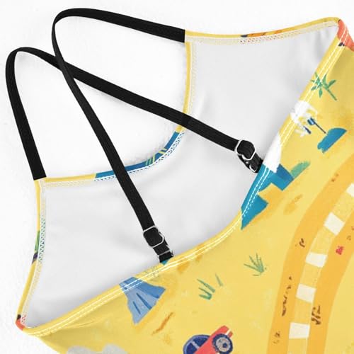 Bolaz Girls Swimsuits One-Piece Bathing Suits Multicolor Kids Sport Summer Beach Swimwear for 3-10 Years Old-Cartoon Dinosaur24