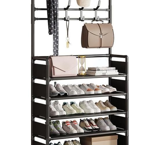Étagère à chaussures en fer durable noire avec 5 niveaux - 6