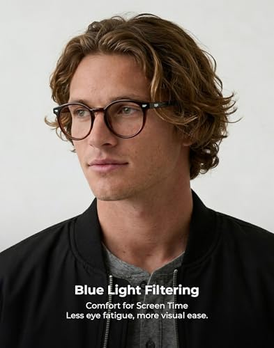 Image of TIJN Blue Light Blocking Glasses Men Women Vintage Thick Round Rim Frame Eyeglasses