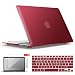 iBenzer MacBook Air 13 Inch Case, Soft Touch Hard Case Shell Cover with Keyboard Cover Screen Protector for Apple MacBook Air 13 A1369 1466 NO Touch ID, Wine Red,MMA13WR+2