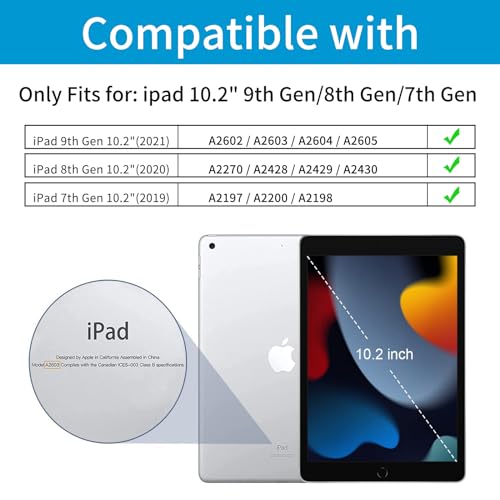 Étui iPad 10.2 avec Porte-Crayon ProtUTab Coque Marbre Bleu Légère Veille Auto