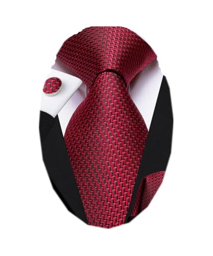 Image of Dubulle Mens Paisley Floral Silk Tie for Men Striped Necktie and Pocket Square Cufflinks Set Wedding Business