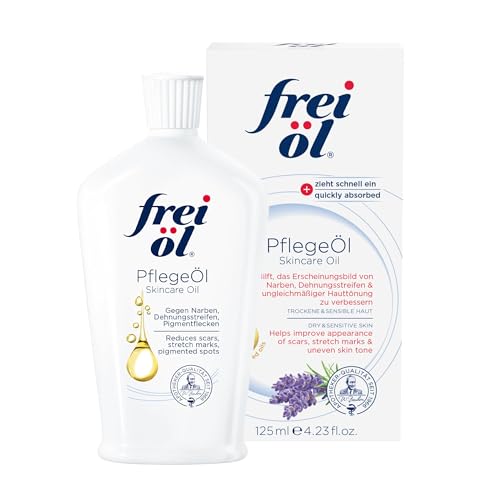 Image of frei ol skincare oil - fast absorbing, nourishes skin soft and smooths - excellent as body oil for stretch marks removal and vitamin e oil for scars, microbiome-friendly and vegan, 125 ml / 4.23 Fl Oz