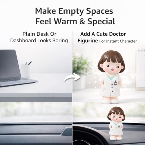 Image of YOURKARTS.COM Small PVC Female Doctor Figurine - Cute Medical Desk Decor, Mini Doctor Statue for Office, Home Decor & Car Dashboard Decoration
