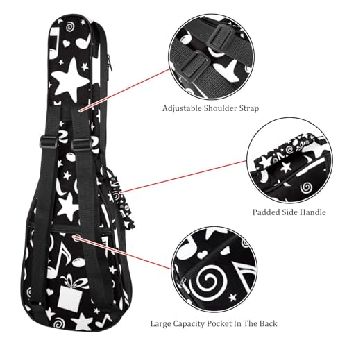JRHEJTHH Housse imperméable pour ukulélé en tissu Oxford durable et élégant avec sac de rangement Motif étoile Noir, Multicolore., 25.9x9x3.1in/66x23x8cm, Moderne - Les Beatles, Paul McCartney, John Lennon, RIngo Starr, George Harrison JRHEJTHH Housse imperméable pour ukulélé en tissu Oxford durable et élégant avec sac de rangement Motif étoile Noir, Multicolore., 25.9x9x3.1in/66x23x8cm, Moderne – Image 4