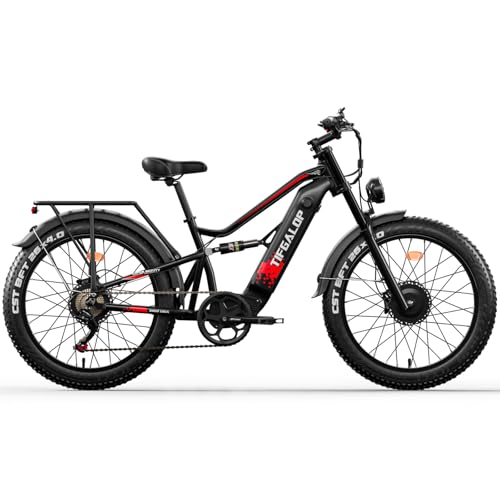 Miniatura 3 de Tifgalop Bicicleta Eléctrica Para Adultos, Bicicleta Eléctrica Todoterreno De 26 Pulgadas, Motores Duales, Amortiguadores Dobles, 7 Velocidades, Batería De 52 V 21 Ah, Alcance De Hasta 40-80 Km