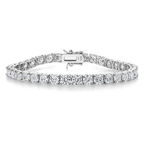 Gem Stone King 925 Sterling Silver Round White Moissanite Tennis Bracelet For Women (18.00 Cttw, Round 5Mm, 7.25 Inch) #TOP12