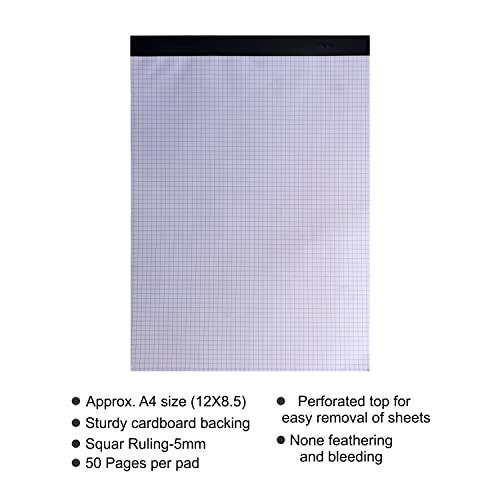 Image of Clickedin - Grid Paper Pad, 8.5 x 12 Inches, 100 Pages (50 Sheets) Quad Ruled Engineering Graph Pad