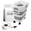 25 Lbs Dog Food Storage Container Collapsible Dog Food Container with Scoop for PetDogCatBird FoodKeep Dry Food FreshEasy to Move White