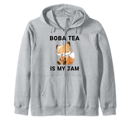 Kawaii Cute Fox Boba Tea Is My Jam Bubble Milk Tea Sudadera con Capucha