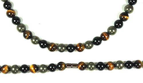 Men's Healing Crystal Necklace - 16/19/24/30 Inch Beaded Chains with 6/8/10/12/14/16mm Gemstones Handmade in USA