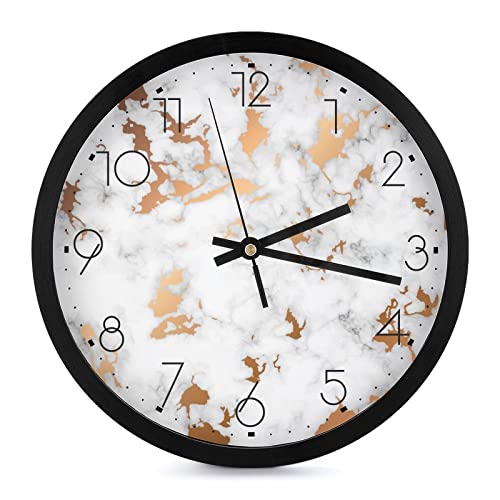 Pendule murale marbre d'or blanc moderne et design épuré de 25.4cm pour salon