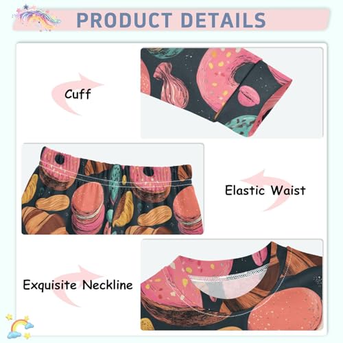 Pajama Sets Long Sleeve Sweet Pastries and Donut Soft Comfy Sleepwear 2 Piece PJS 3-8T4