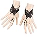 Produktbild Jurxy Spitze Fingerlose Handschuh Mit Häkelspitze Perlen Ring Schwarz Steampunk Hochzeit Braut Handschuhe Schmetterling für Abschlussball Halloween Christmas Carnival Party Fancy Dress