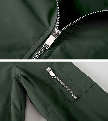 Anzerll Men's Flight Bomber Jacket Casual Lightweight Softshell Windbreaker Slim Fit Varsity Jacket Coat(Army Green S) #TOP3