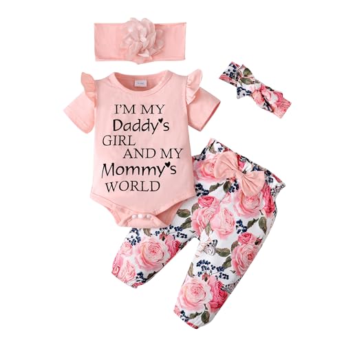Image of SUNNY PIGGY Newborn Infant Baby Girl Clothes Ruffle Romper Toddler Girl Floral Cotton Pant Sets Girls Clothing Outfit