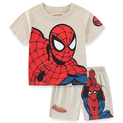 Marvel Spider-Man Boys Short Sleeve T-Shirt and Active Mesh Shorts Set for Toddler and Big Kids