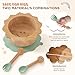 MingHoYo Bamboo Suction Plates Bowls Set for Baby Toddler - Includes Bamboo Bowl, Divided Plate, Silicone Fork & Spoon, All-Natural Baby Feeding Set for Baby-Led Weaning