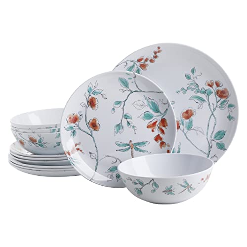 Martha Stewart Dragonfly White Melamine Dinnerware Set