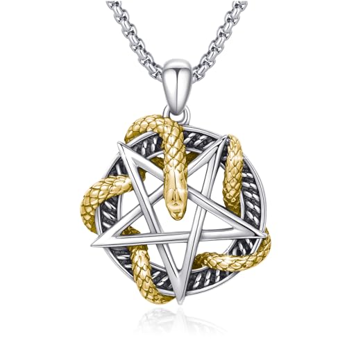 Collier serpent homme REDSUN cadeau pendentif argent 925 et or