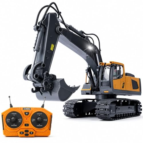 Image of Daji Rc Excavator 11 Channel Rc Excavator Truck Toys Metal Shovel, 1 /20 Remote Control Construction Vehicles Tractor, 2.4Ghz Boy Toy Gift for Kids and Adults - Multicolour