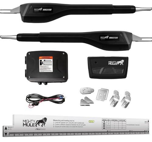Mighty Mule MM372W-A Dual Gate Opener, Smart and Solar Ready, Includes Gate Opener Installation Ruler and More, Up to 16ft Long or 550lb per Leaf, Upgraded Gate Opener Kit by Mighty Mule - Used condition - US$579.72