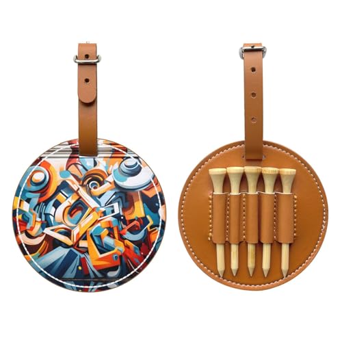 Graffiti Wall Brown Printed Golf tee Storage Bag - Portable Design, Easy to Organize tee