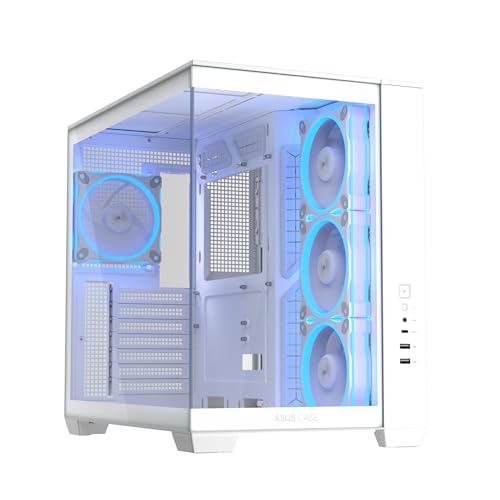 Gabinete PC ASUS A32 Plus Blanco ATX | Ventiladores ARGB, Diseño Panorámico, Panel Frontal de Cristal, Compatible con Radiadores de 360 mm y Tarjetas Gráficas de 420 mm, Puerto USB-C Frontal miniatura 1
