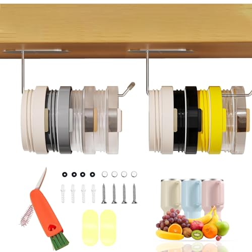 Jigspsyzh Confezione da 2 ganci autoadesivi o forati per organizer da cucina e armadi