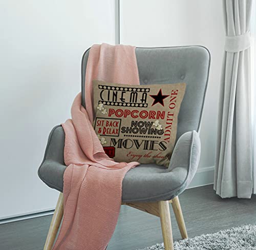 Smooffly Movie Theater Cushion Cover Outdoor Furniture Decorative Linen Square Double Sided Printing Pillow Cover for Home Office Sofa Couch Car Garden 45 x 45cm 18 x 18 inches