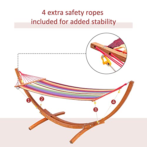 Outsunny 10' Wood Outdoor Hammock, Hammock With Stand Rainbow Bed, Heavy Duty Roman Arc Hammock For Single Person For Patio Backyard Balcony Porch, Multi Color #TOP4
