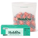 HoldOn Compostable Gallon Freezer Bags, 50 Bags - Leak Proof Gallon Bags for Travel & Kitchen Meal Prep & On-The-Go Snacks - Resealable Food Storage Zip Lock Bags - BPA-Free, BPI Certified