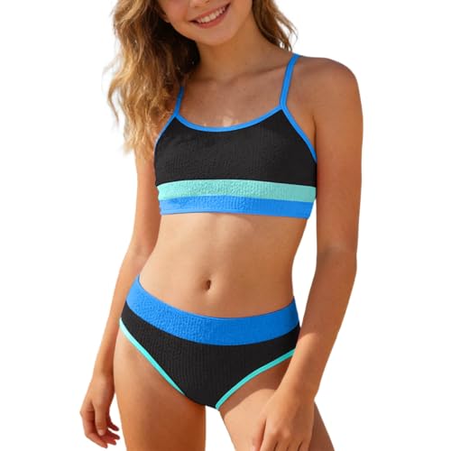 Traje de baño Infantil para niña, Dos Piezas, con protección UV, 6-14 años #0410Y