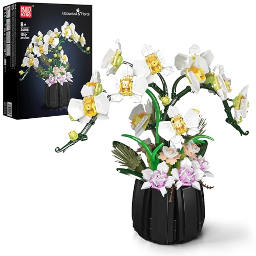Mould King 24108 Botanicals Orchidee Modellbausatz für Erwachsene - Realistischer Phalaenopsis Deko für Zuhause & Büro