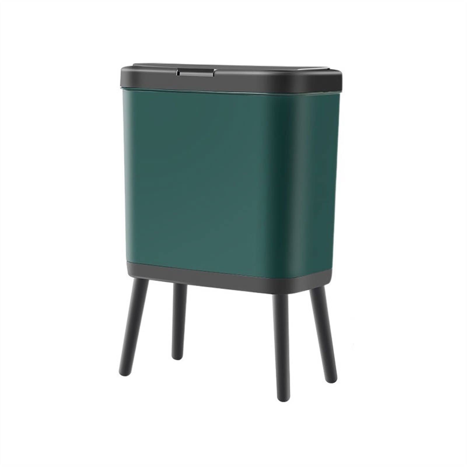 TOMYEUS Abfallbehälter 15l High Foot Küchenmüll kann kreativer Pressetyp for Plastik -Toiletten -Badezimmerabfälle mit Deckelmüll dose Mülleimer (Color : Green)