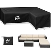 Kipiea L-Shape Patio Furniture Covers Waterproof, 500D Heavy Duty Outdoor Sectional Cover Windpro...