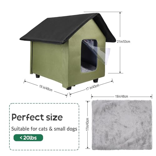 Maison pour chat intérieur extérieur vert - Niche chat imperméable - 5