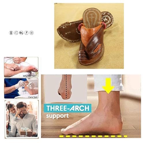 Yytcsjz Men Outdoor Flat Slippers, Casual Men's Non- Slip Slip-On Breathable Orthopedic Bunion Relief Sandals, Open Toe Plantar Fasciitis Flip Flops, for Hallux Valgus, Plantar Fasciitis4