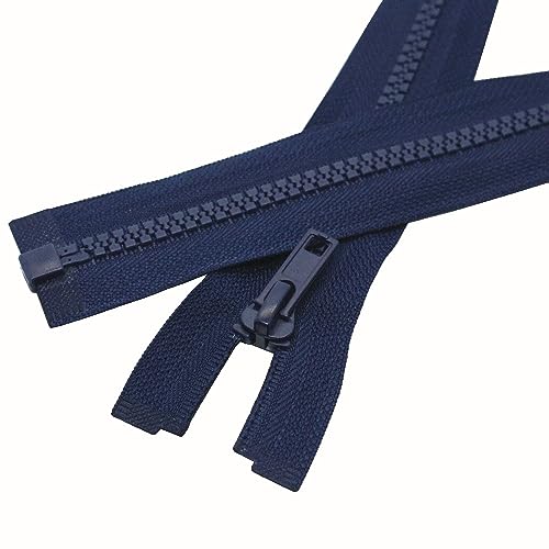 Image of MebuZip 2PCS #5 21 Inch Separating Jacket Zippers Resin Zipper Molded Plastic Zippers Bulk for Sewing Coat Jackets Clothes (Navy Blue)