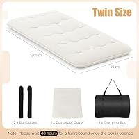 GIANTEX Bodenmatratze 90x200 cm, Futon Matratze Japanisch, Tatami Matte Faltbar & Tragbar, Klappmatratze mit Tragetasche & Abnehmbarer Bezug, Schlafmatte Schlafunterlage für Gästezimmer Schlafzimmer – Ansicht 3