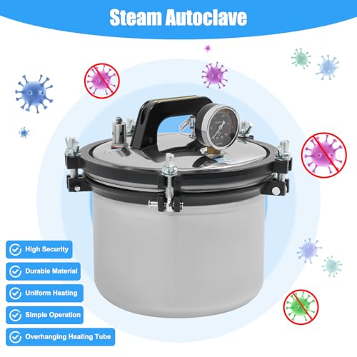 Portable Steam Autoclave Ster𝒊l𝒊zer, 8L/2.11Gal 1.2KW 110V 264.2℉ Stainless Steel High Pressure Steam Cleaning Machine Desktop Ster𝒊l𝒊zer Equipment for Laboratory and Home Use - Thumbnail 4