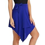  iiniim Femme Ballroom Courte Jupe Asymétrique Latin Jazz Salsa Tango Ballet Danse Classique Jupon Peplum Mini Robe Salon Valse Plage Wrap Skirt Écharpe Skate Dancewear Bleu Taille Unique