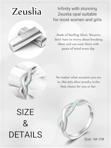 Infinity Celtic Knot Ring 925 Sterling Silver Infinity Rings for Women Adjustable Wedding Engagement Promise Rings Opal Jewelry Gifts for Special Occasions2