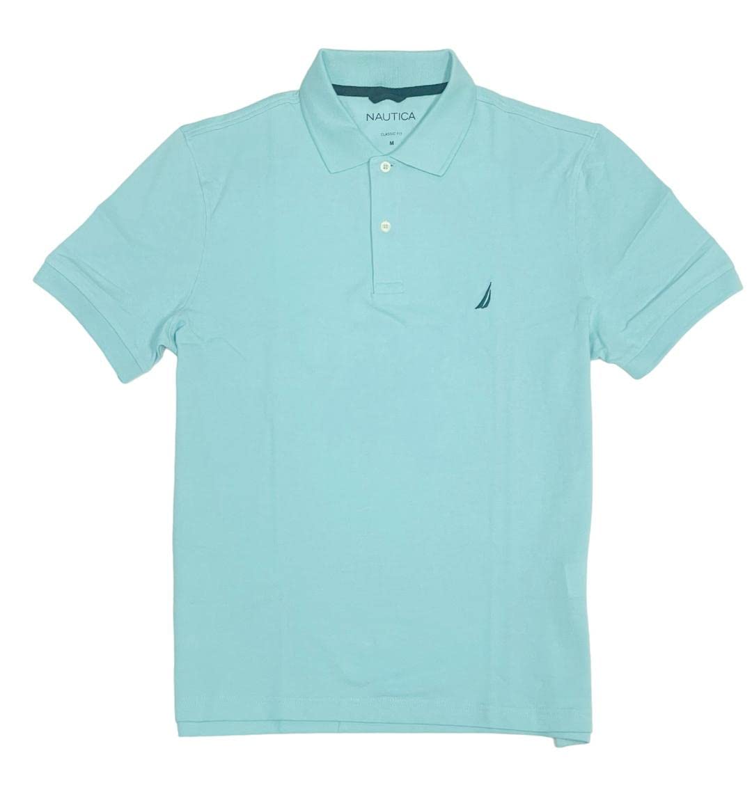 Nautica Mens Classic Fit Cotton Pique Polo T-Shirt (as1, Alpha, m, Regular, Regular, Harbor Mist), Harbor Mist, Medium